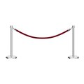 Montour Line Stanchion Post and Rope Kit Pol.Steel, 2 Crown Top 1 Maroon Rope C-Kit-2-PS-CN-1-PVR-MN-PS